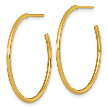 14k Yellow Gold Hoop Earrings, Medium Classic Round Hoops with Post Back for Women