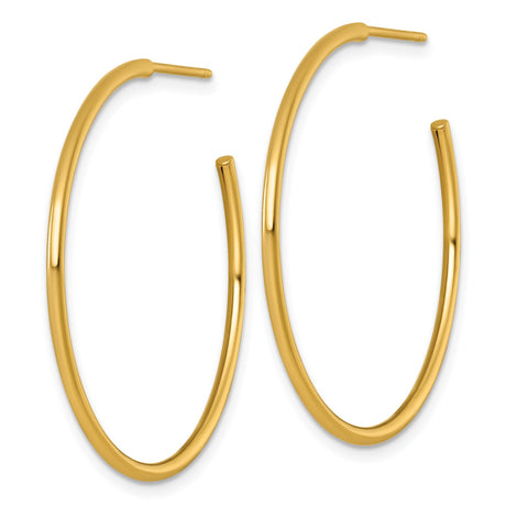 14k Yellow Gold Hoop Earrings, Lightweight Round Minimalist Design for Women
