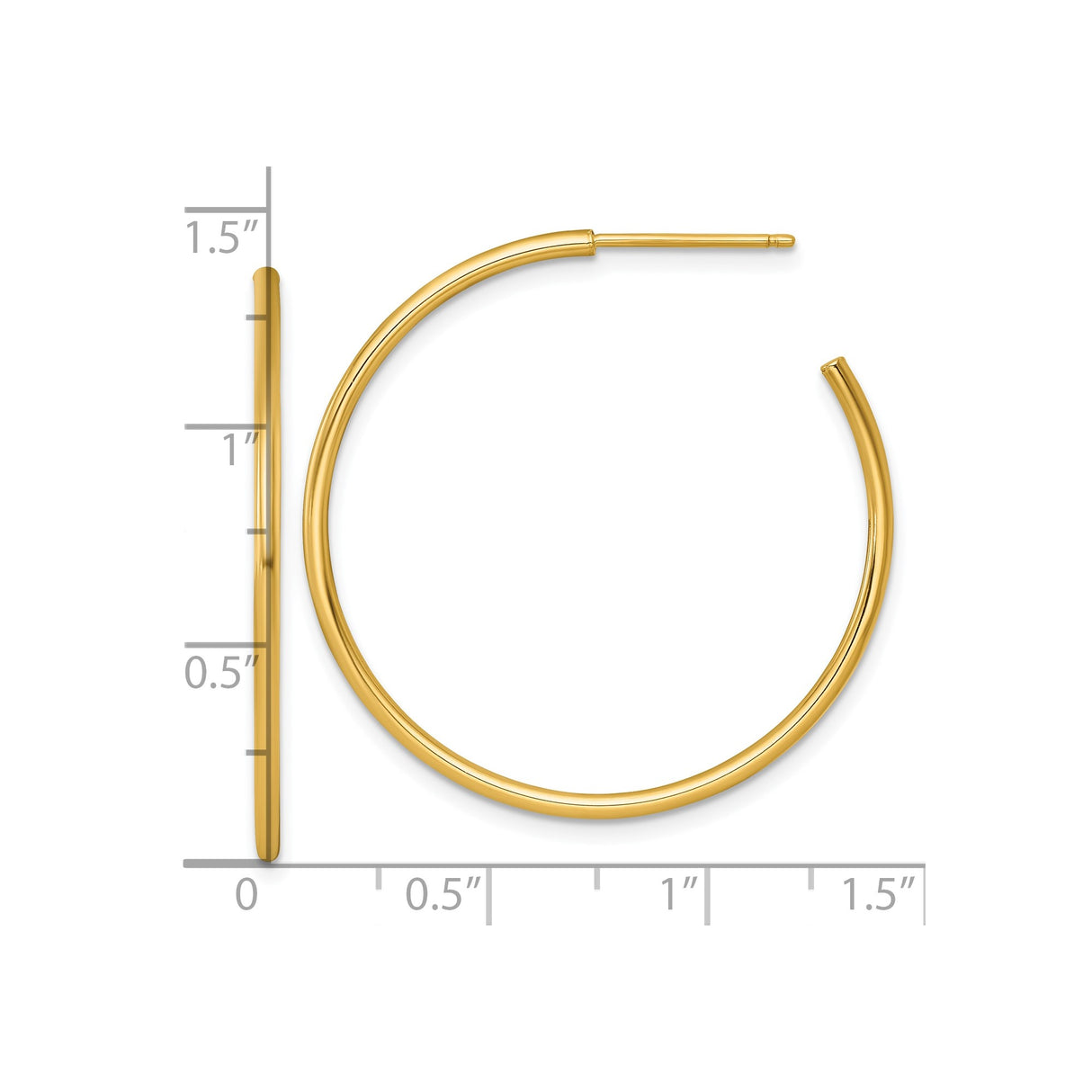 14k Yellow Gold Hoop Earrings, Lightweight Round Minimalist Design for Women