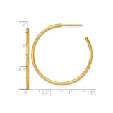 14k Yellow Gold Hoop Earrings, Lightweight Round Minimalist Design for Women