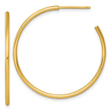 14k Yellow Gold Hoop Earrings, Lightweight Round Minimalist Design for Women