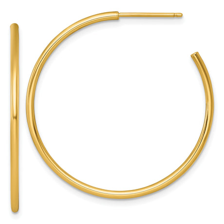 14k Yellow Gold Hoop Earrings, Lightweight Round Minimalist Design for Women