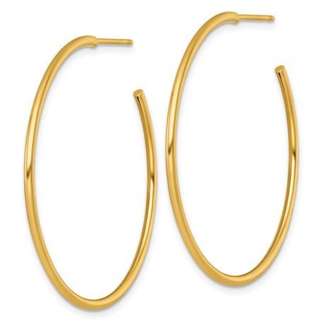 14k Yellow Gold Hoop Earrings, Classic Thin Round, Lightweight Minimalist Style for Women