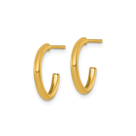 14k Yellow Gold Hoop Earrings, Classic Polished Medium Tube Hoops, Lightweight Unisex Jewelry