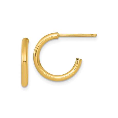14k Yellow Gold Hoop Earrings, Classic Polished Medium Tube Hoops, Lightweight Unisex Jewelry