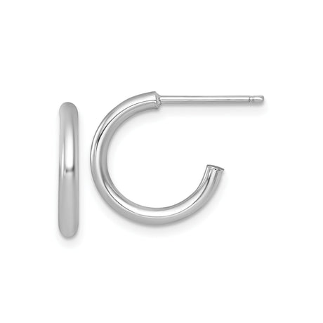 14k White Gold Hoop Earrings, Small Round Lightweight Design for Women