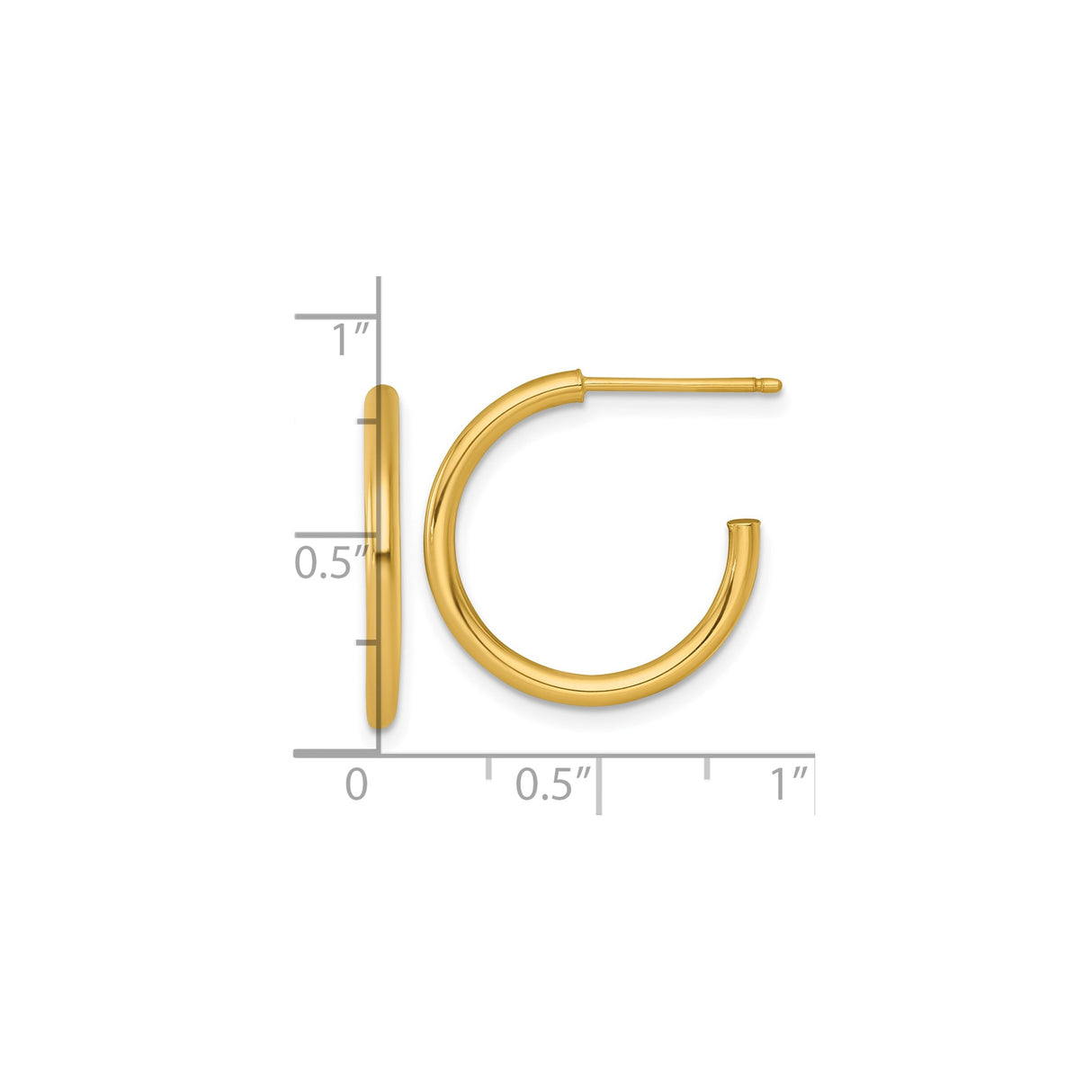 14k Yellow Gold Hoop Earrings, Polished Medium Tube Hoops, Minimalist Classic Design for Women