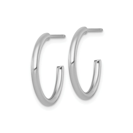 14k White Gold Hoop Earrings, Polished Tube Hoops with High Shine Finish, Lightweight Minimalist Jewelry