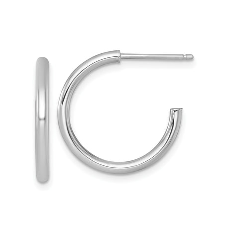 14k White Gold Hoop Earrings, Polished Tube Hoops with High Shine Finish, Lightweight Minimalist Jewelry
