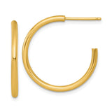 14k Yellow Gold Hoop Earrings, Classic Polished Tube Design, Lightweight Minimalist Style for Women