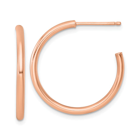 14k Rose Gold Hoop Earrings, Small Lightweight Tube Hoops with Sleek High Polish Finish