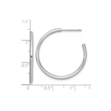 14k White Gold Hoop Earrings, Classic Polished Tube Design, Lightweight Minimalist Style