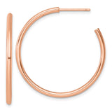 14k Rose Gold Hoop Earrings, Classic Round Tube with Polished Finish, Minimalist Style for Women