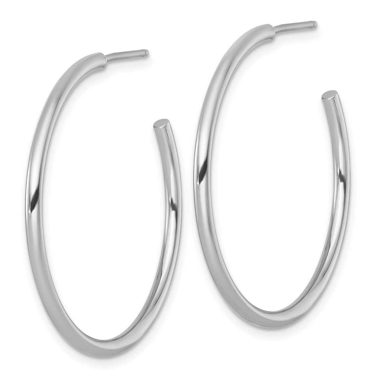 14k White Gold Hoop Earrings, Polished Lightweight Classic Minimalist Style for Women