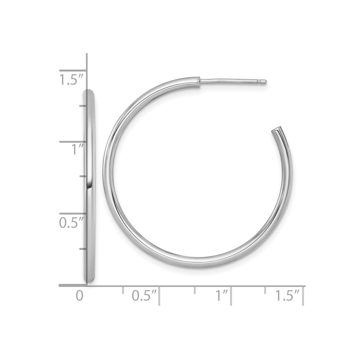 14k White Gold Hoop Earrings, Polished Lightweight Classic Minimalist Style for Women