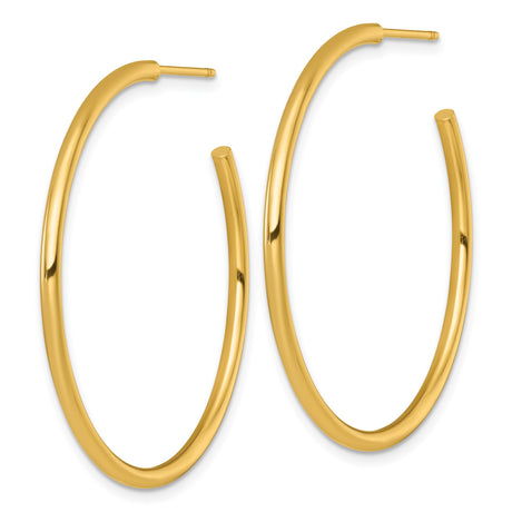 14k Yellow Gold Hoop Earrings, Classic Round Lightweight Polished Fashion Jewelry for Women