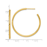 14k Yellow Gold Hoop Earrings, Classic Round Lightweight Polished Fashion Jewelry for Women
