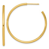 14k Yellow Gold Hoop Earrings, Classic Round Lightweight Polished Fashion Jewelry for Women