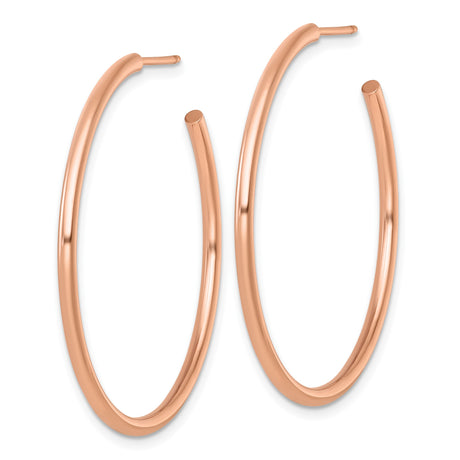 14k Rose Gold Hoop Earrings, Polished Medium Tube Hoops, Sleek Minimalist Design for Women