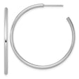 14k White Gold Hoop Earrings, Medium Round Tube Design with High Polish Finish