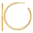 14k Yellow Gold Hoop Earrings, Medium Large Round Tube with Polished Finish, Modern Minimalist Style