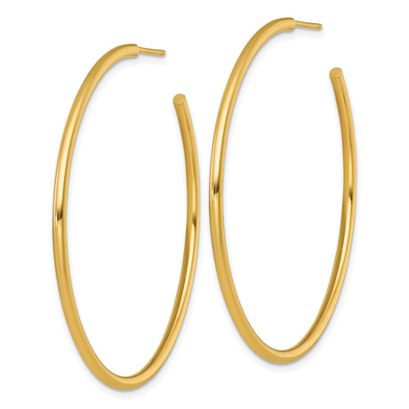 14k Yellow Gold Hoop Earrings, Sleek Minimalist Lightweight Round Tube Design for Women