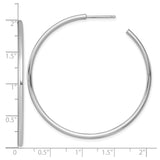 14k White Gold Hoop Earrings, Sleek Polished Round Minimalist Design for Women