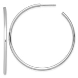 14k White Gold Hoop Earrings, Sleek Polished Round Minimalist Design for Women
