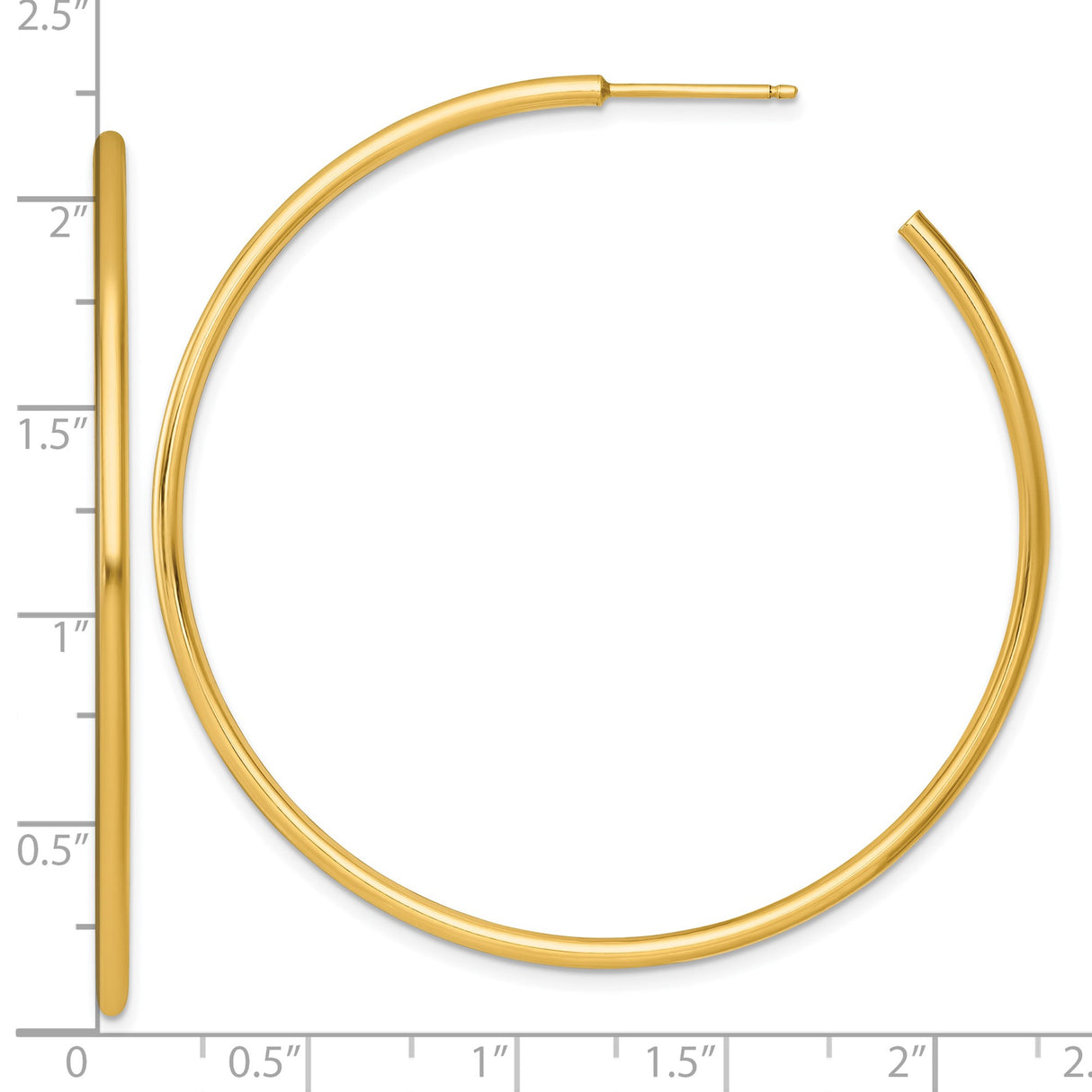 14k Yellow Gold Hoop Earrings, Lightweight Polished Tube Hoops, Minimalist Everyday Style