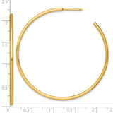 14k Yellow Gold Hoop Earrings, Lightweight Polished Tube Hoops, Minimalist Everyday Style