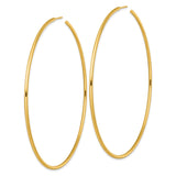 14k Yellow Gold Hoop Earrings, Large Polished Tube Style with High Shine Finish