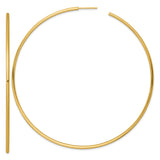 14k Yellow Gold Hoop Earrings, Large Polished Tube Style with High Shine Finish