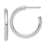 14k White Gold Hoop Earrings, Classic Round Lightweight Tube Style, Polished Finish