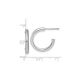 14k White Gold Hoop Earrings, Polished Tube C-Hoops, Minimalist Lightweight Design for Women