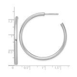 14k White Gold Hoop Earrings, Medium Round Polished Design, Classic Minimalist Style for Women