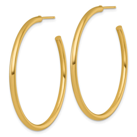 14k Yellow Gold Hoop Earrings, Polished Round Lightweight Medium Hoops, Classic Minimalist Style