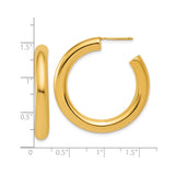 14k Yellow Gold Hoop Earrings, Classic Round Design with High Polish Smooth Finish