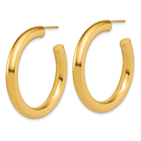 14k Yellow Gold Hoop Earrings, Classic Round Tube Design with Smooth Polished Finish