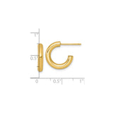 14k Yellow Gold Hoop Earrings, Thick Half Hoops with Polished Smooth Finish, Classic C Style