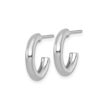 14k White Gold Hoop Earrings, Polished Finish, Classic Rounded Minimalist Design