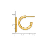 14k Yellow Gold Hoop Earrings, Classic Polished Tube Hoops with Smooth Finish for Women