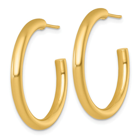 14k Yellow Gold Hoop Earrings, Polished Tube Hoops with Smooth Finish, Lightweight and Minimalist Style
