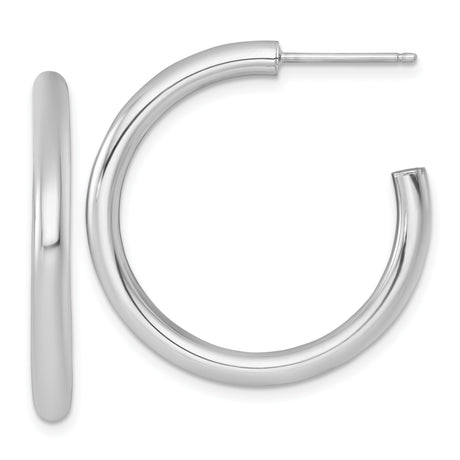 14k Yellow Gold Hoop Earrings, Medium Polished Hoops with Smooth Finish, Minimalist Classic Style
