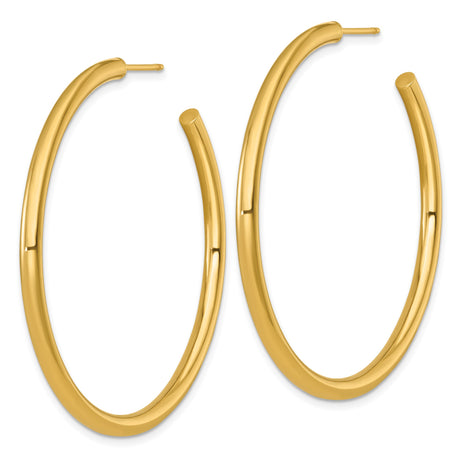14k Yellow Gold Hoop Earrings, Medium Round Tube Style, Lightweight Classic Design