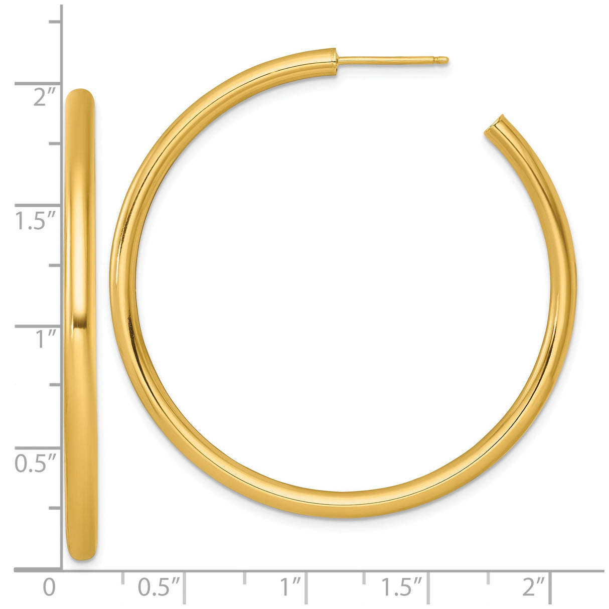 14k Yellow Gold Hoop Earrings, Medium Round Tube Style, Lightweight Classic Design
