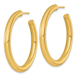 14k Yellow Gold Hoop Earrings, Medium Polished Lightweight Round Design for Women