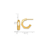 14k Yellow Gold Hoop Earrings with Faceted Design, Modern Geometric Style, Polished Finish