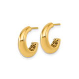 14k Yellow Gold Hoop Earrings, Chunky Minimalist Polished Design, Lightweight Fashion Jewelry