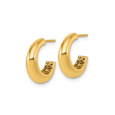 14k Yellow Gold Hoop Earrings, Chunky Minimalist Polished Design, Lightweight Fashion Jewelry