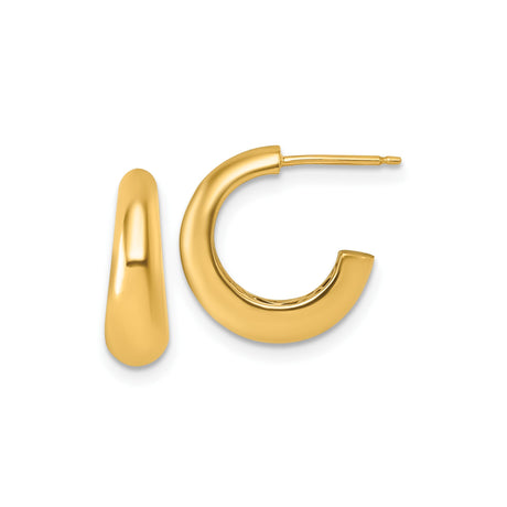 14k Yellow Gold Hoop Earrings, Chunky Minimalist Polished Design, Lightweight Fashion Jewelry